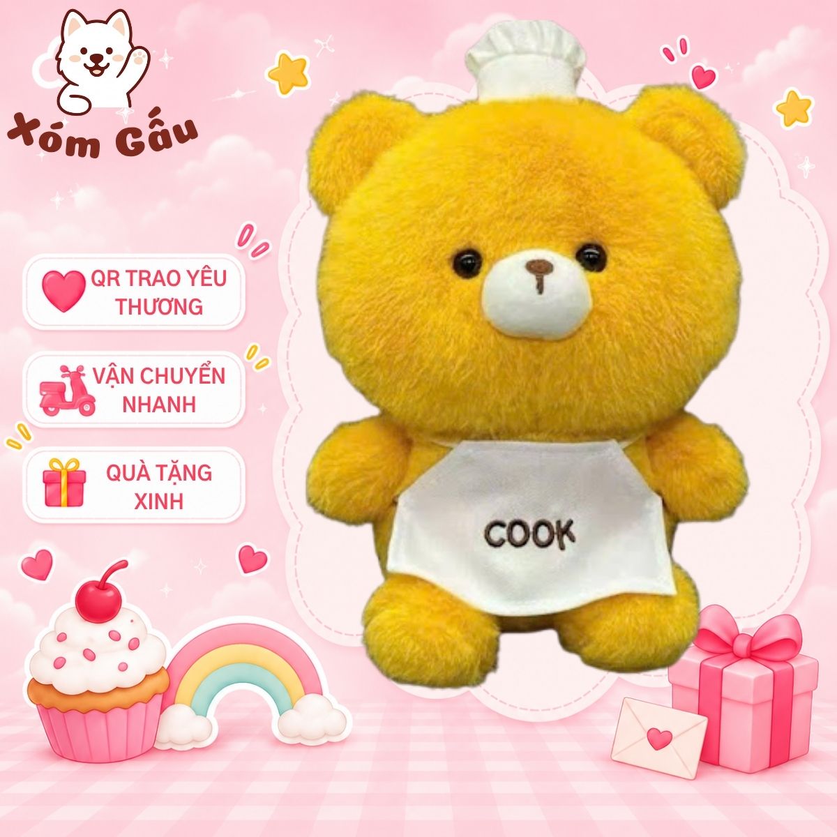 Gấu Bông Vàng Tạp Dề Gấu Bông Vàng Tạp Dề