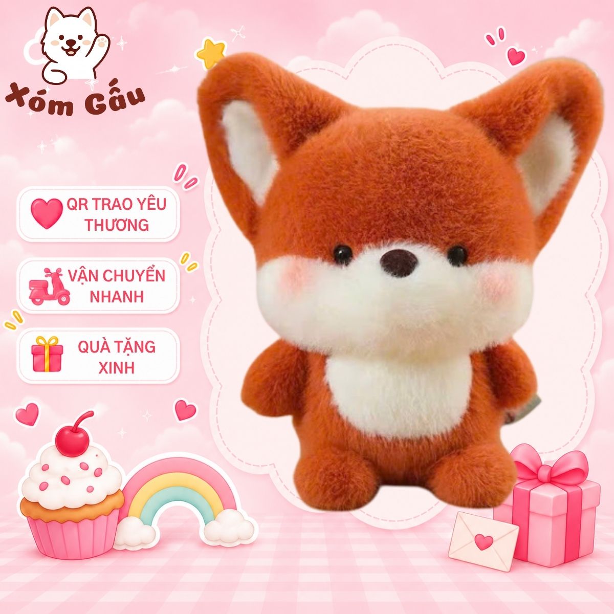 Gấu Bông Cáo Cam Tinh Nghịch Gấu Bông Cáo Cam Tinh Nghịch