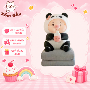 gấu ôm kèm mền