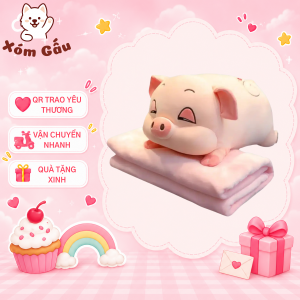 gấu bông heo kèm mền