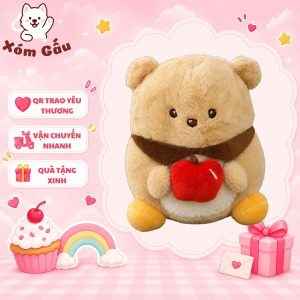 gấu bông ôm quả táo