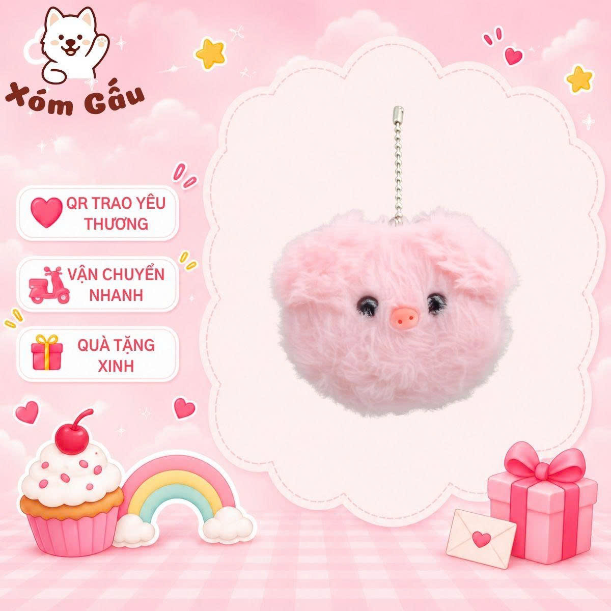 móc khoá heo hồng móc khoá heo hồng