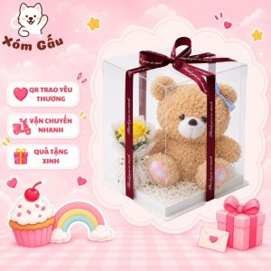 set quà gấu bông lông xù